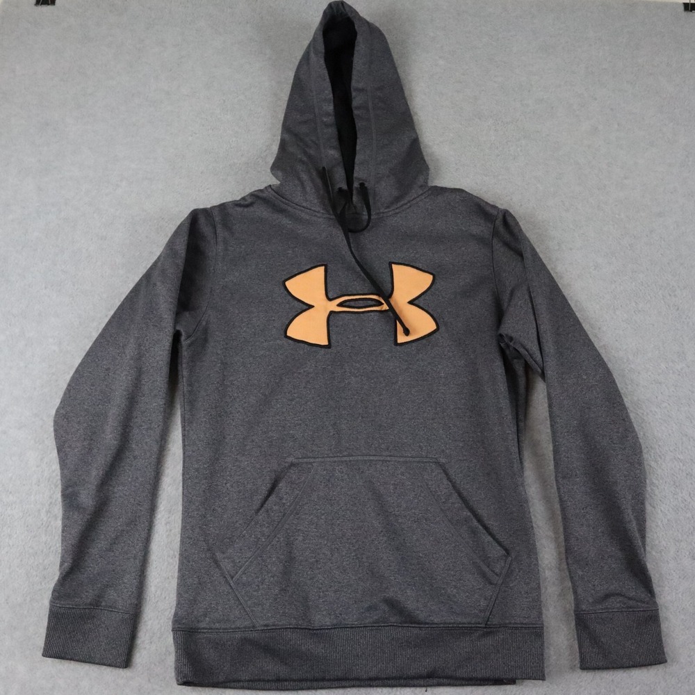 Under Armour Hoodie Womens Large Activewear Pullover Fleece Sweatshirt Logo Gray